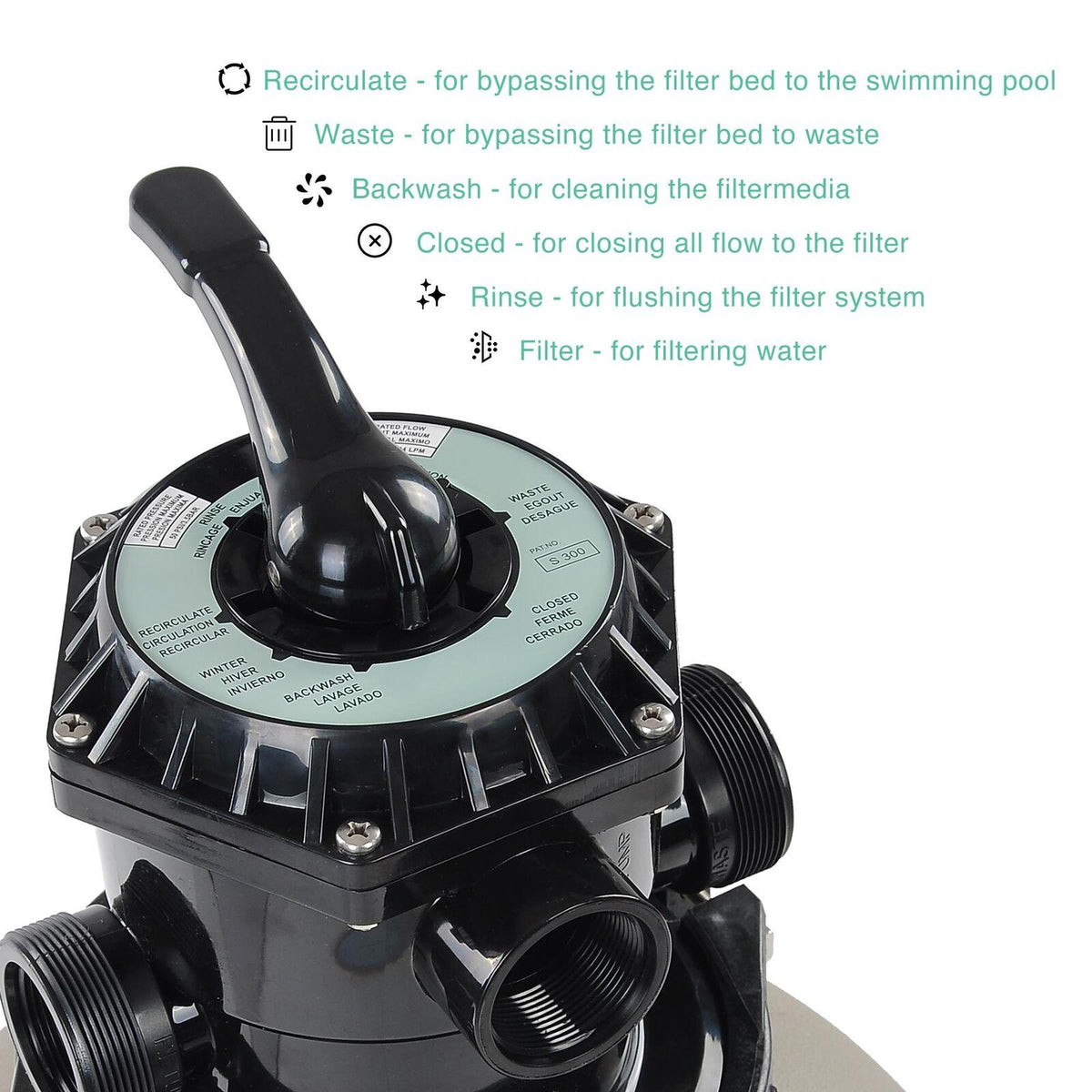 16" swimming pool sand filter above inground pond fountain fit 0.35-0.75hp pump