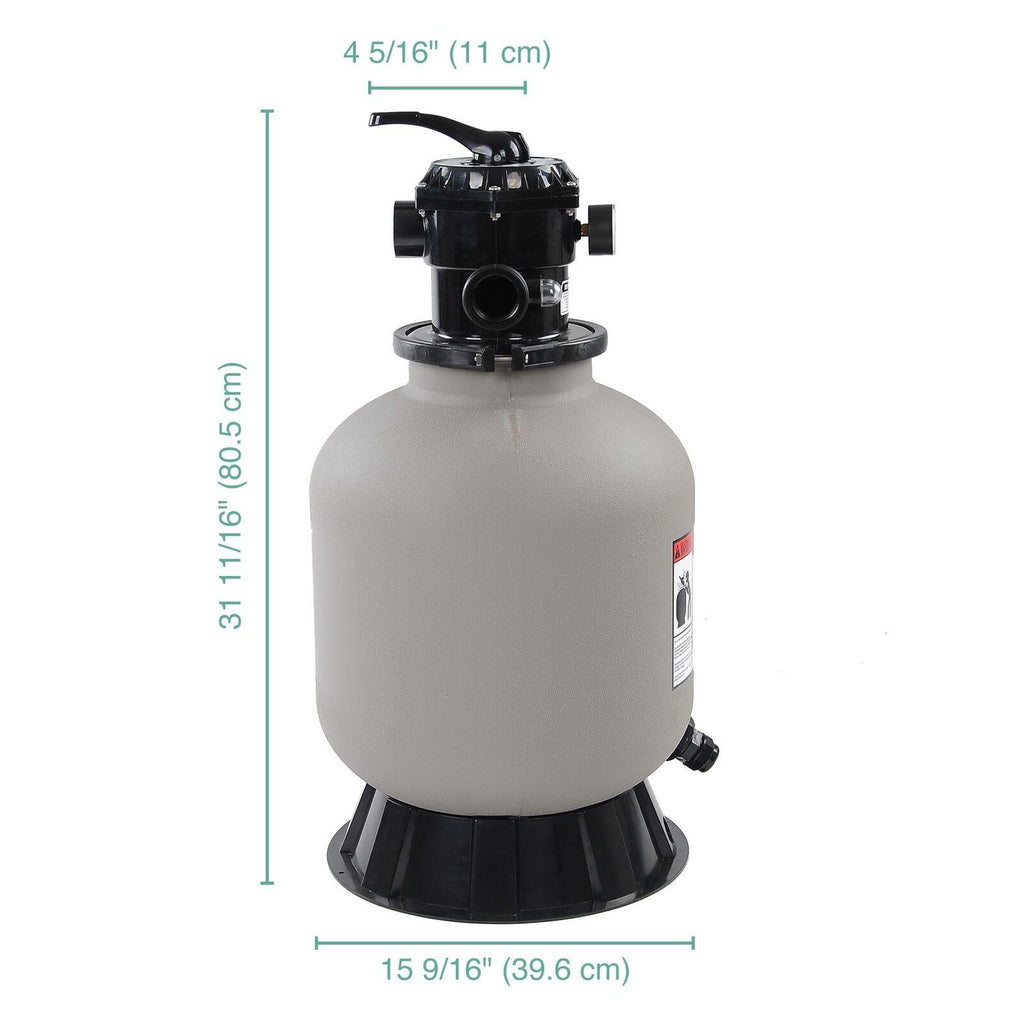16" swimming pool sand filter above inground pond fountain fit 0.35-0.75hp pump