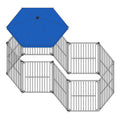 ALEKO DK10P48BL 10 Panel Heavy Duty Modular Dog Playpen Kennel with Door and Umbrella Medium Sized 22.5 x 30 Inches Blue