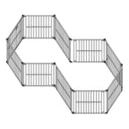 ALEKO DK10P48BL 10 Panel Heavy Duty Modular Dog Playpen Kennel with Door and Umbrella Medium Sized 22.5 x 30 Inches Blue
