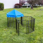 ALEKO DK10P48BL 10 Panel Heavy Duty Modular Dog Playpen Kennel with Door and Umbrella Medium Sized 22.5 x 30 Inches Blue