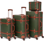 Luggage Sets of 4 Pieces, Carry On Cute Suitcase with Rolling Spinner Wheels TSA Lock Luggage 14"+20"+24"+28" (Dark Green)