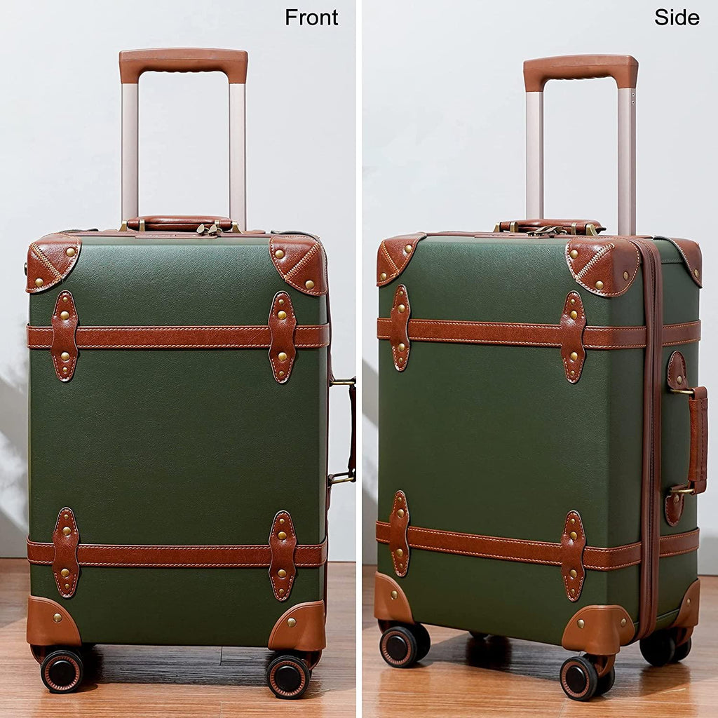 Luggage Sets of 4 Pieces, Carry On Cute Suitcase with Rolling Spinner Wheels TSA Lock Luggage 14"+20"+24"+28" (Dark Green)