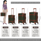 Luggage Sets of 4 Pieces, Carry On Cute Suitcase with Rolling Spinner Wheels TSA Lock Luggage 14"+20"+24"+28" (Dark Green)