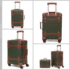 Luggage Sets of 4 Pieces, Carry On Cute Suitcase with Rolling Spinner Wheels TSA Lock Luggage 14"+20"+24"+28" (Dark Green)