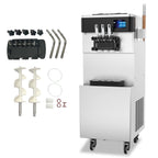 Commercial Ice Cream Machine - 110V 2450W 3 Flavors Soft Serve Ice Cream Machine 5.3 to 7.4 Gallons/H Auto Clean LCD Touch Screen Ideal Soft Serve Maker for Snack Restaurants Bars