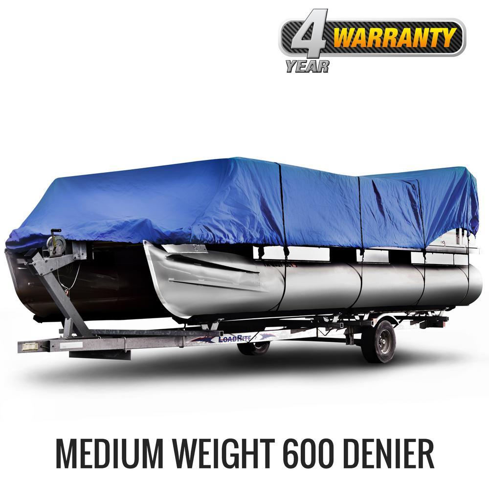 Sportsman 600 Denier 24 ft. to 28 ft. (Beam Width to 104 in.) Blue Pontoon Boat Cover Size PT-4