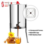 vingli upgraded 4 frame honey extractor separator,304 food grade stainless steel honeycomb spinner drum manual crank with adjustable height stands,beekeeping pro extraction apiary centrifuge equipment