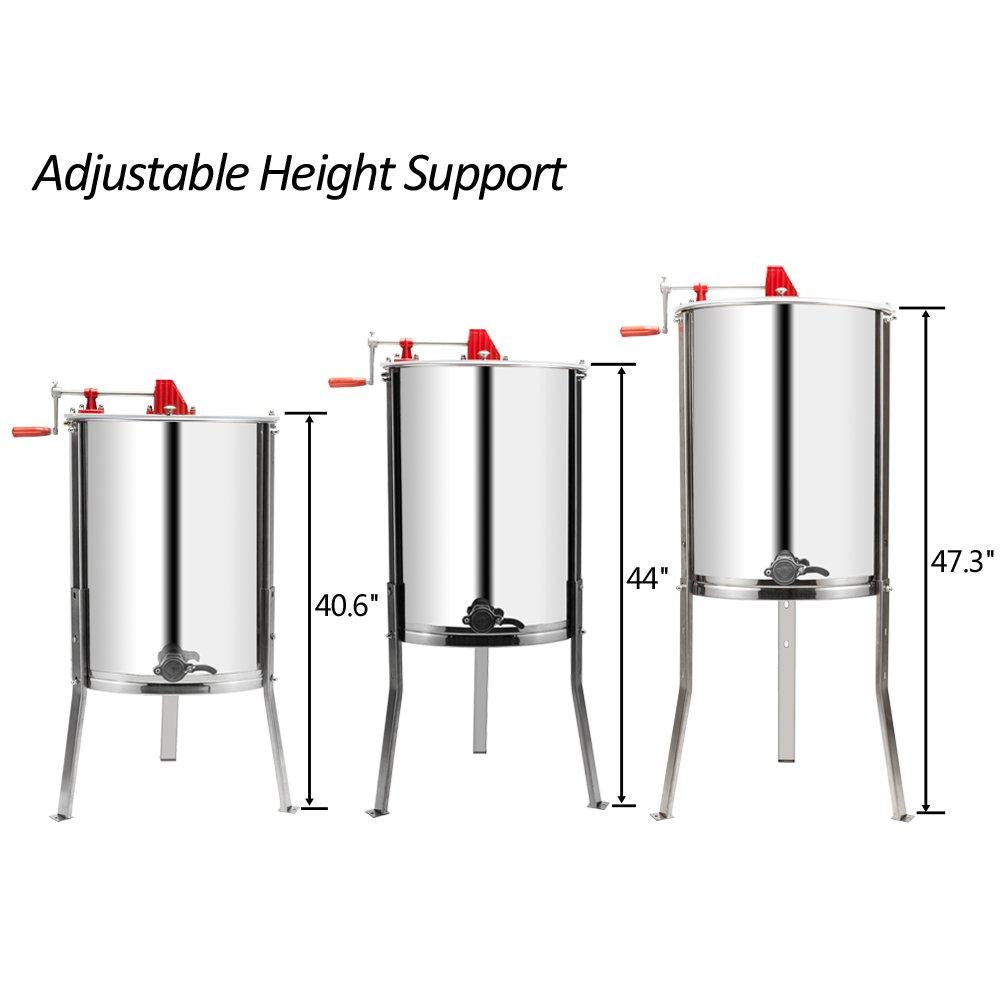 vingli upgraded 4 frame honey extractor separator,304 food grade stainless steel honeycomb spinner drum manual crank with adjustable height stands,beekeeping pro extraction apiary centrifuge equipment