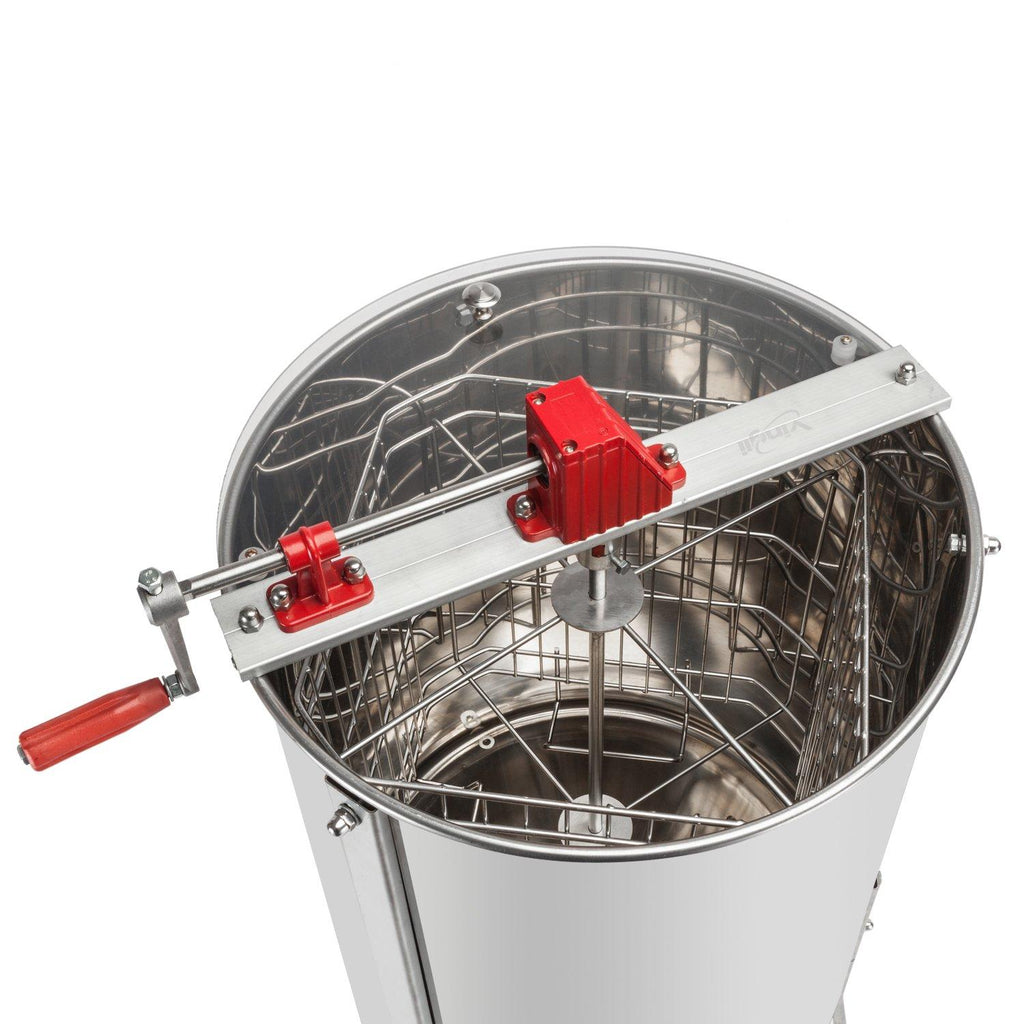 vingli upgraded 4 frame honey extractor separator,304 food grade stainless steel honeycomb spinner drum manual crank with adjustable height stands,beekeeping pro extraction apiary centrifuge equipment