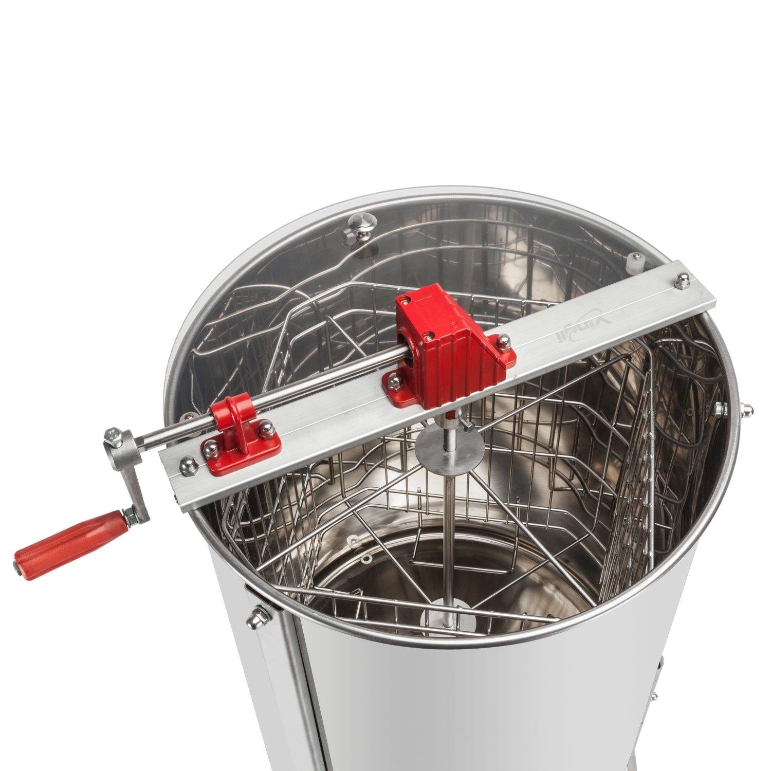 vingli upgraded 4 frame honey extractor separator,304 food grade stainless steel honeycomb spinner drum manual crank with adjustable height stands,beekeeping pro extraction apiary centrifuge equipment