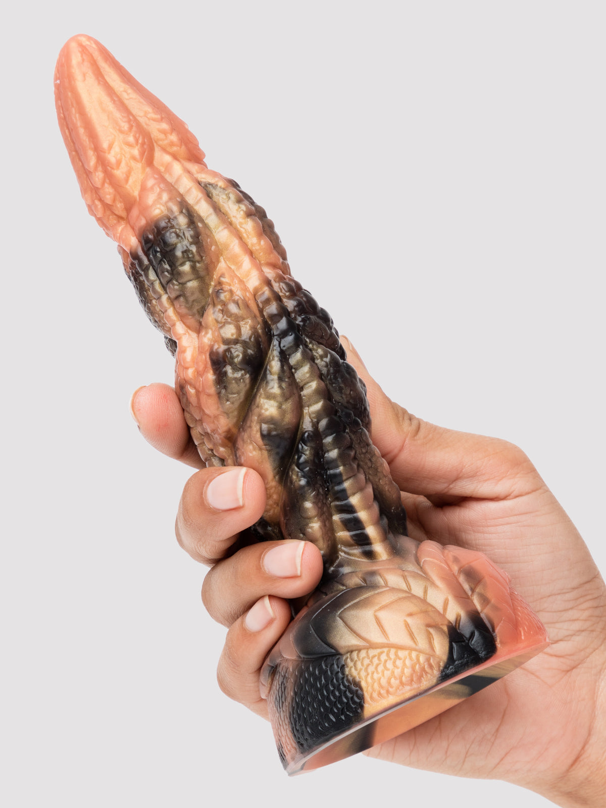 Fantasy Rippled Dragon Tentacle Silicone Dildo 6.5 Inch, Brown