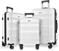 Luggage Sets Clearance Spinner Wheels Suitcase 3 Piece Set PC+ABS with TSA Lock Carry on Hardshell Lightweight 20in 24in 28in, White