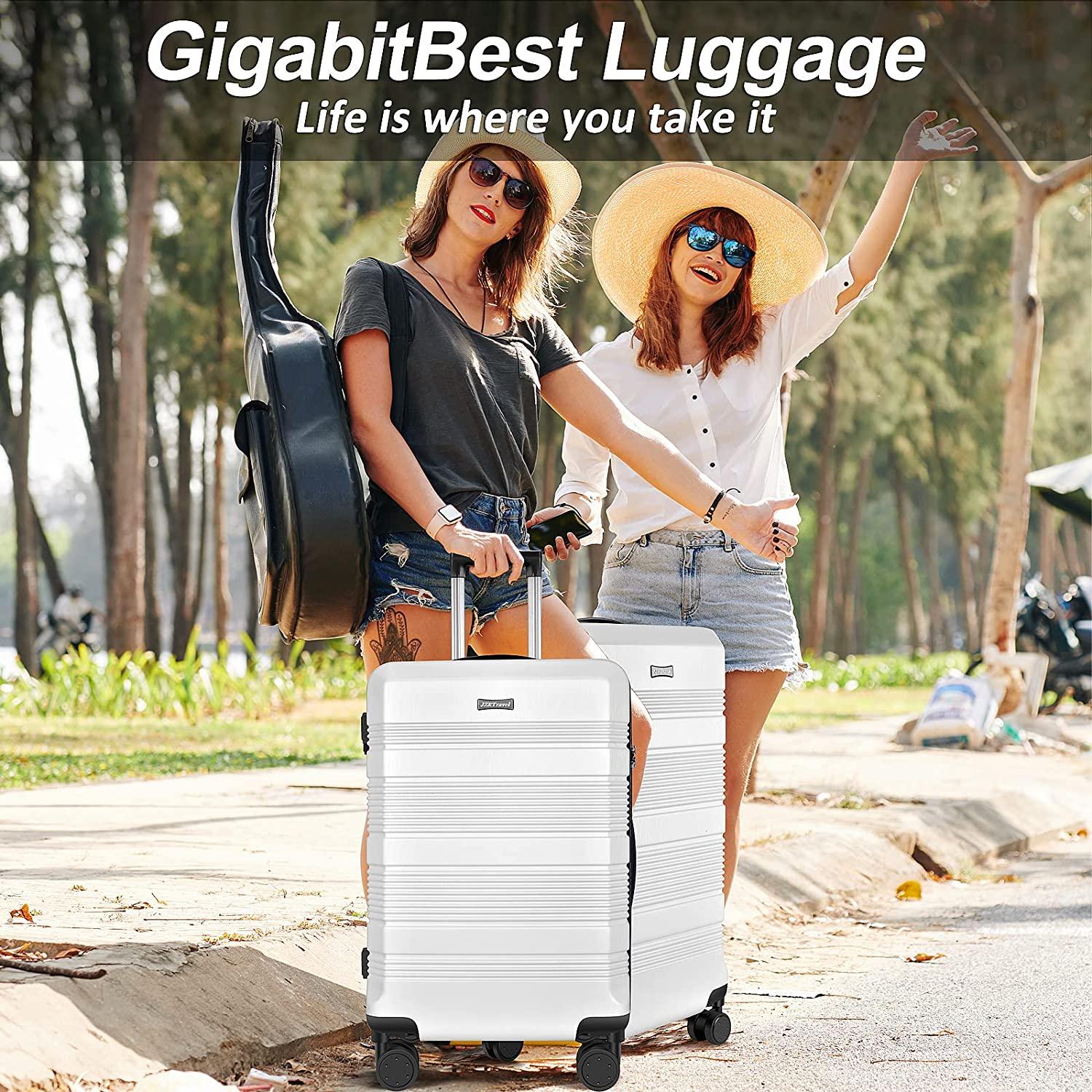 Luggage Sets Clearance Spinner Wheels Suitcase 3 Piece Set PC+ABS with TSA Lock Carry on Hardshell Lightweight 20in 24in 28in, White