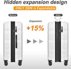 Luggage Sets Clearance Spinner Wheels Suitcase 3 Piece Set PC+ABS with TSA Lock Carry on Hardshell Lightweight 20in 24in 28in, White