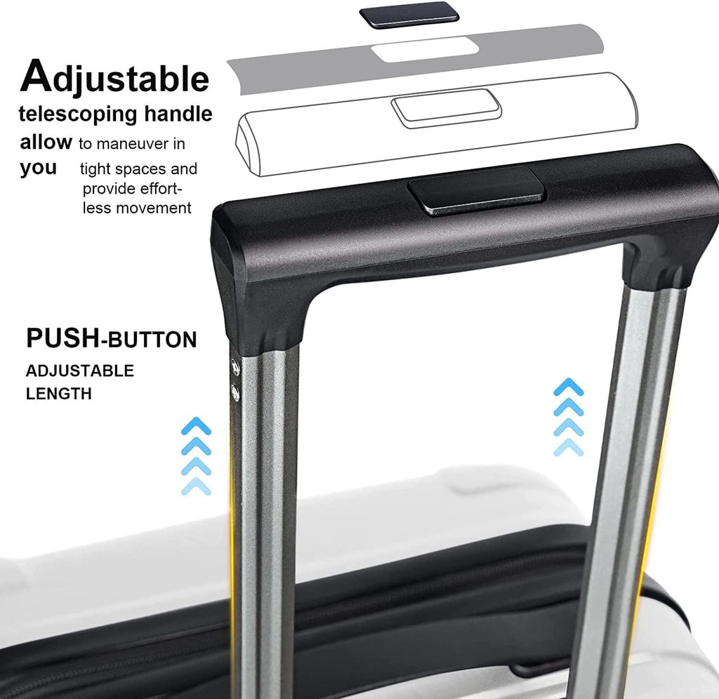 Luggage Sets Clearance Spinner Wheels Suitcase 3 Piece Set PC+ABS with TSA Lock Carry on Hardshell Lightweight 20in 24in 28in, White