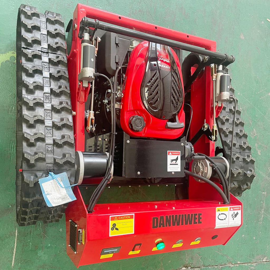 Remote Control Robotic Lawn Mower, Automatic Track Lawn Mower for 45° Slope, Adjustable Cutting Height, All Terrain Grass Cutter Yard Mower USA Stock