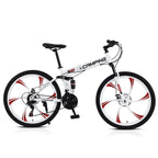 Campingsurvivals Folding Mountain Bike, with 21-Speed &amp; 26" Wheels, White