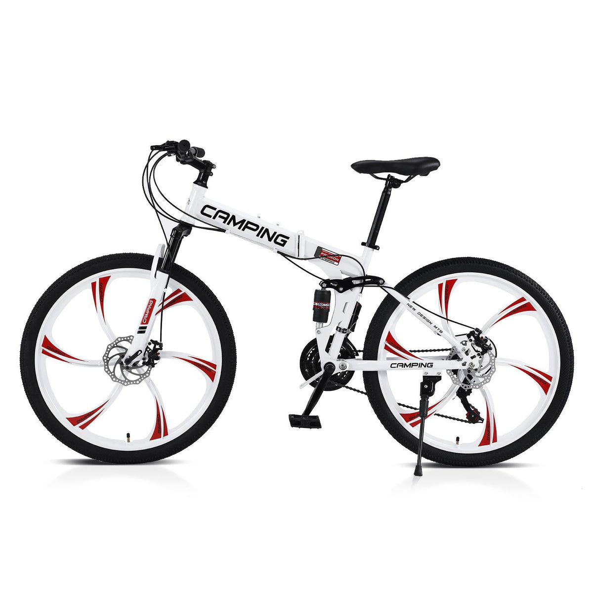 Campingsurvivals 26" Folding Mountain Bike, for Men and Women, White