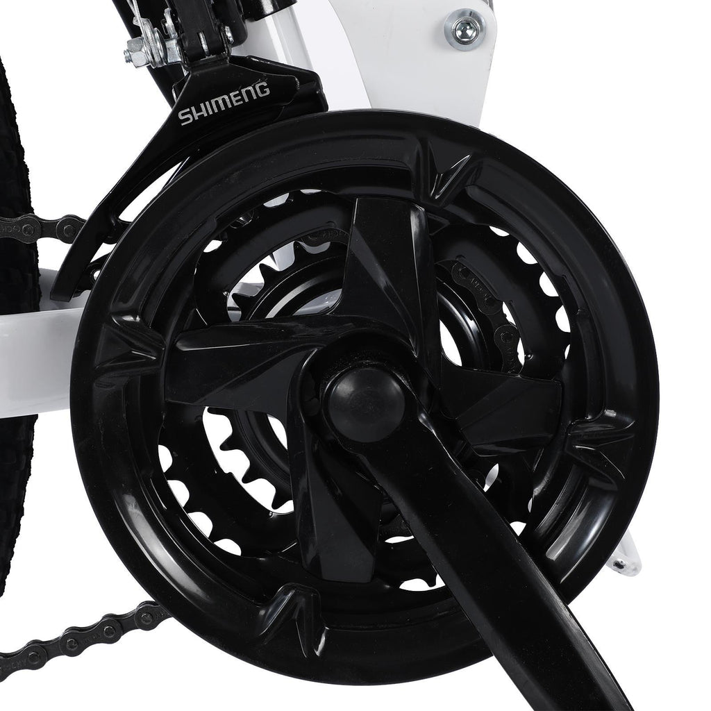 Campingsurvivals Folding Mountain Bike, 21 Speed Steel Adult Bicycle, with 26" Wheel, White