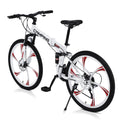 Campingsurvivals Folding Mountain Bike, with 21-Speed &amp; 26" Wheels, White