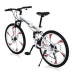 Campingsurvivals Folding Mountain Bike, with 21-Speed &amp; 26" Wheels, White