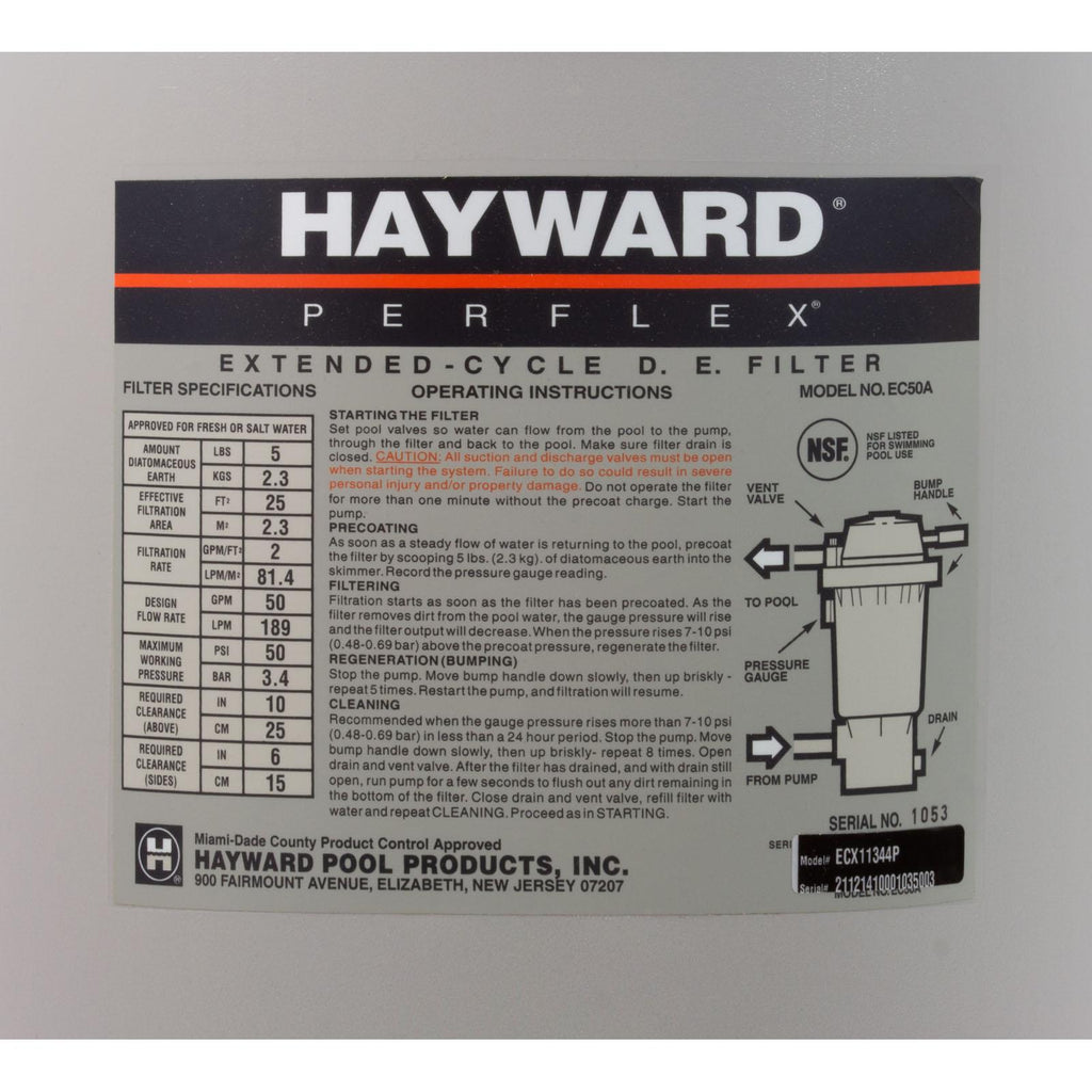 Hayward Tank Body, Hayward Perflex EC50A, w/Flow Diffuser