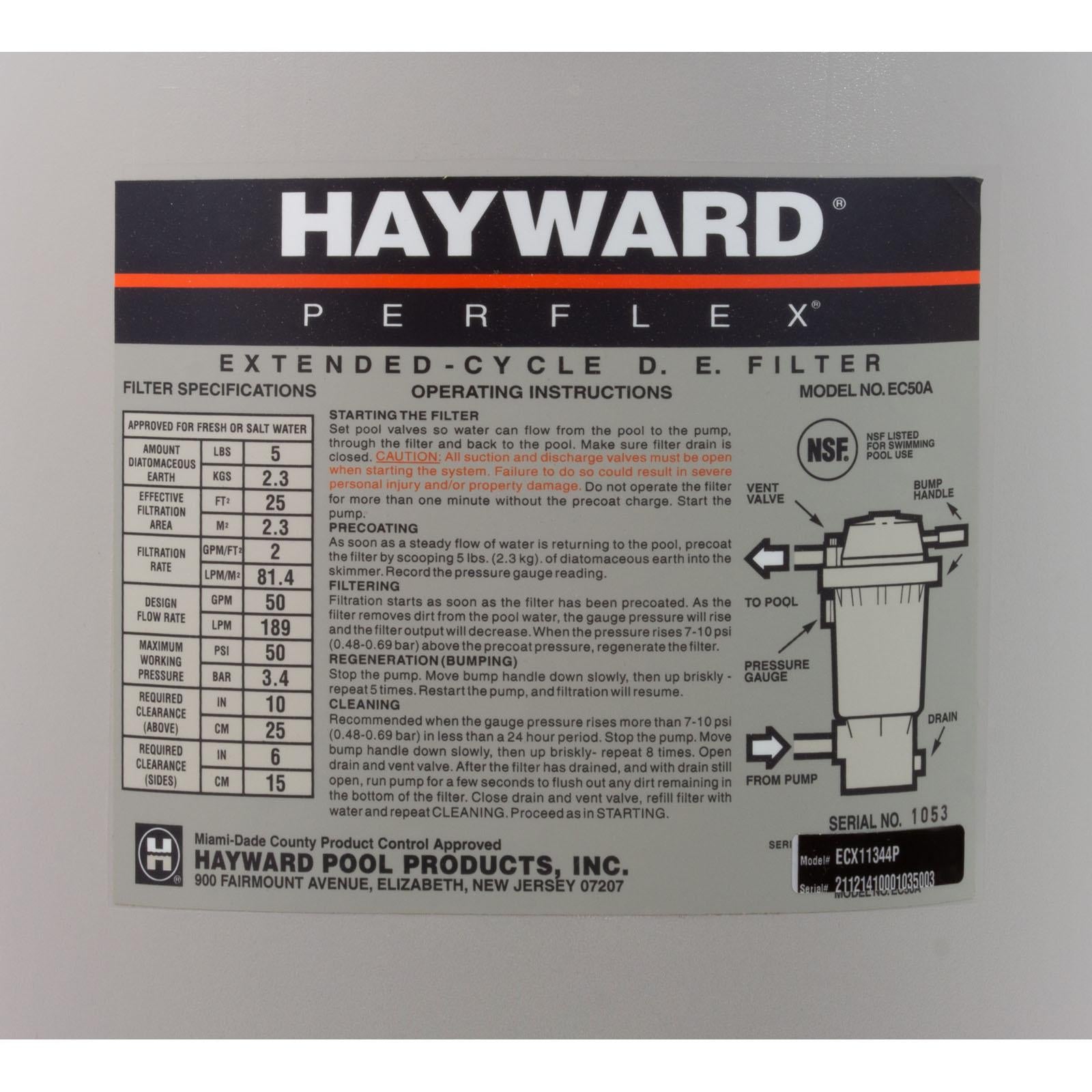 Hayward Tank Body, Hayward Perflex EC50A, w/Flow Diffuser