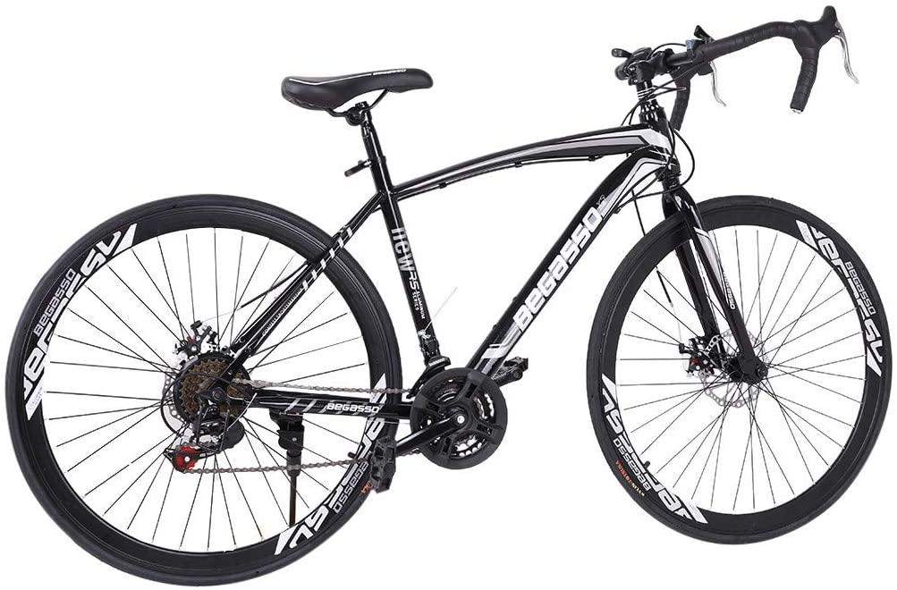 Kingtowag Road Bike Lightweight Aluminum Fork Commuter Bicycles Rear Full Suspension 21 Speed Disc Brakes 700c Tire Wheels 26 inch Durable Mountain Bike for Men and Women