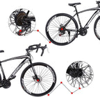 Kingtowag Road Bike Lightweight Aluminum Fork Commuter Bicycles Rear Full Suspension 21 Speed Disc Brakes 700c Tire Wheels 26 inch Durable Mountain Bike for Men and Women