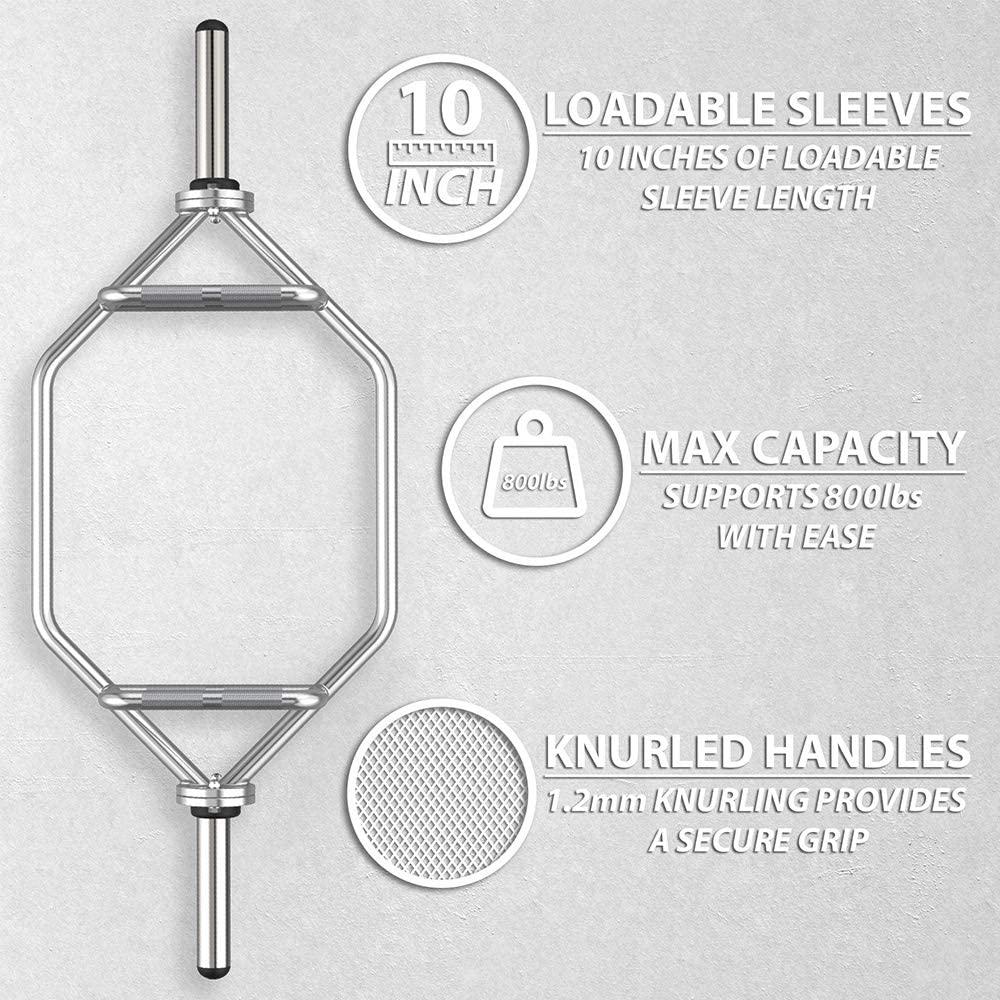 SATICO Olympic Hex Bar Barbell Bars - 56" Deadlift Trap Bar Weights Lifting Shrug Bar w/ Knurled Handles For Trap/Shoulder Exercises, Deadlift &amp; Farmers Walk Home