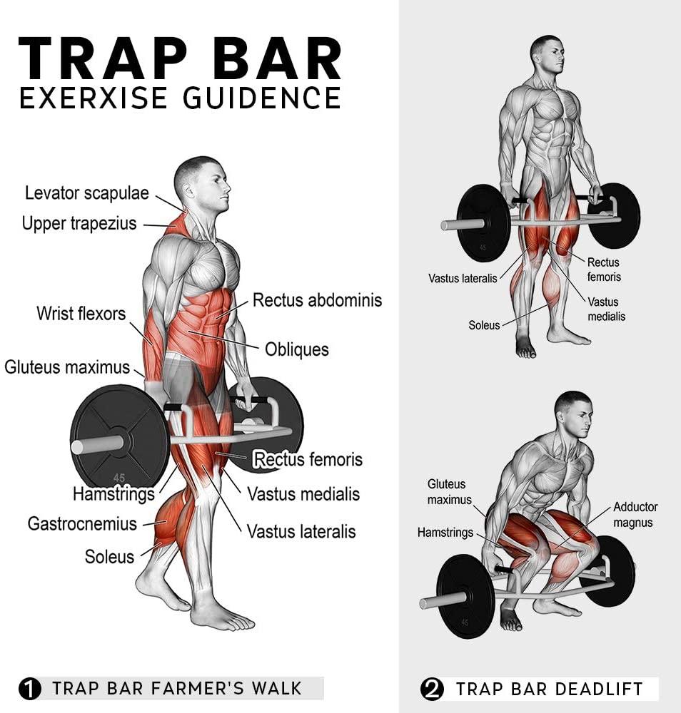 SATICO Olympic Hex Bar Barbell Bars - 56" Deadlift Trap Bar Weights Lifting Shrug Bar w/ Knurled Handles For Trap/Shoulder Exercises, Deadlift &amp; Farmers Walk Home