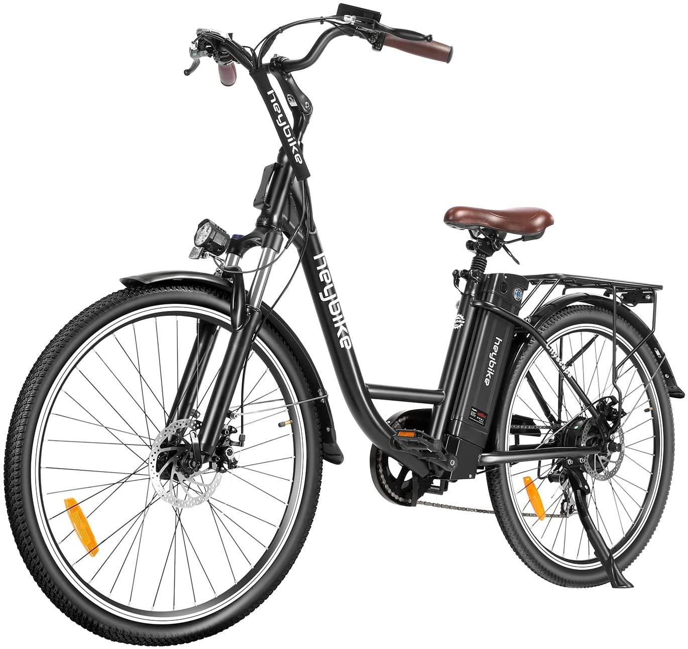 Heybike Cityscape Electric Bike 350W Electric City Cruiser Bicycle-Up to 40 Miles- Removable Battery,  7-Speed and Dual Shock Absorber, 26" Electric Commuter Bike for Adults