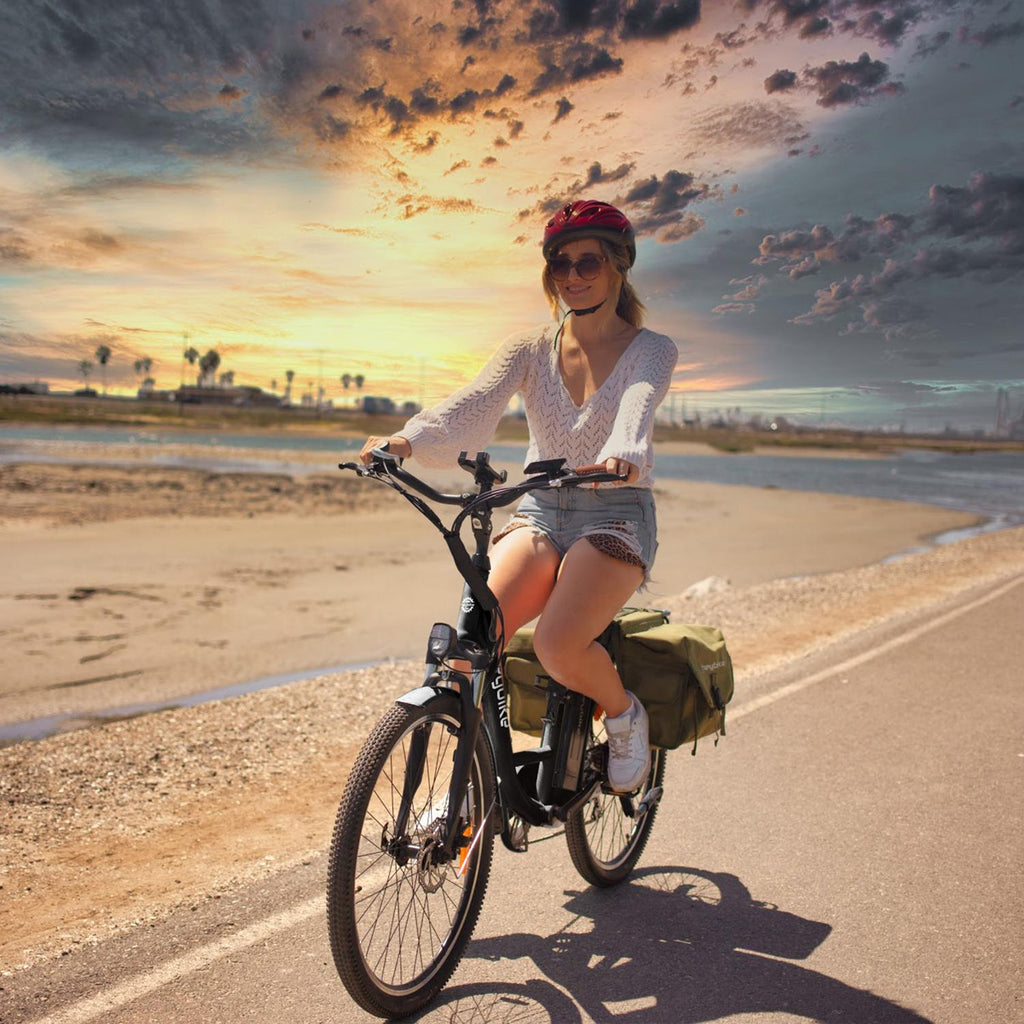 Heybike Cityscape Electric Bike 350W Electric City Cruiser Bicycle-Up to 40 Miles- Removable Battery,  7-Speed and Dual Shock Absorber, 26" Electric Commuter Bike for Adults