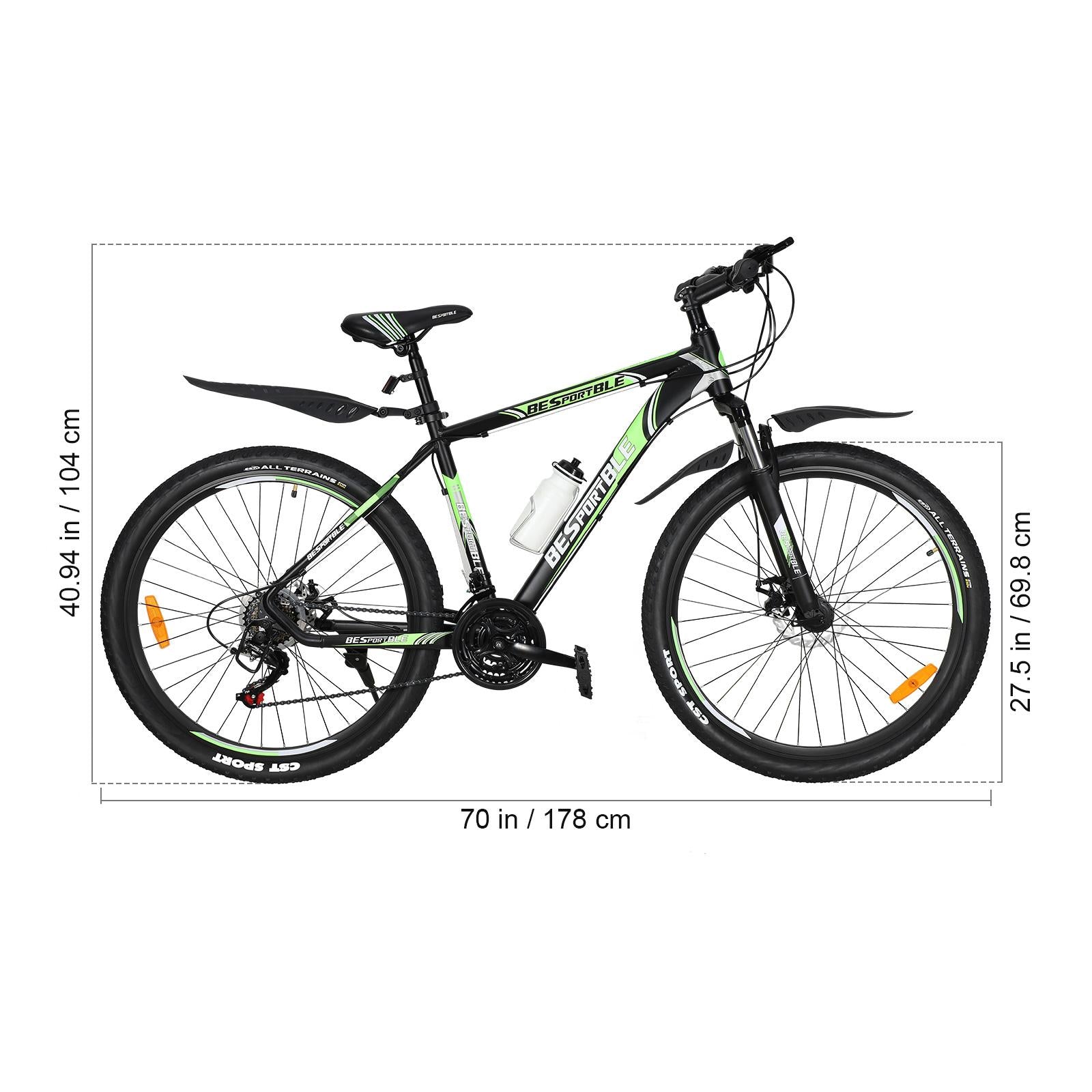 27.5 In., Wheel, Mountain Bike 21 Speeds with Aluminum Frame Suspension Fork Bicycle with Derailleur System Mechanical Disc Brakes