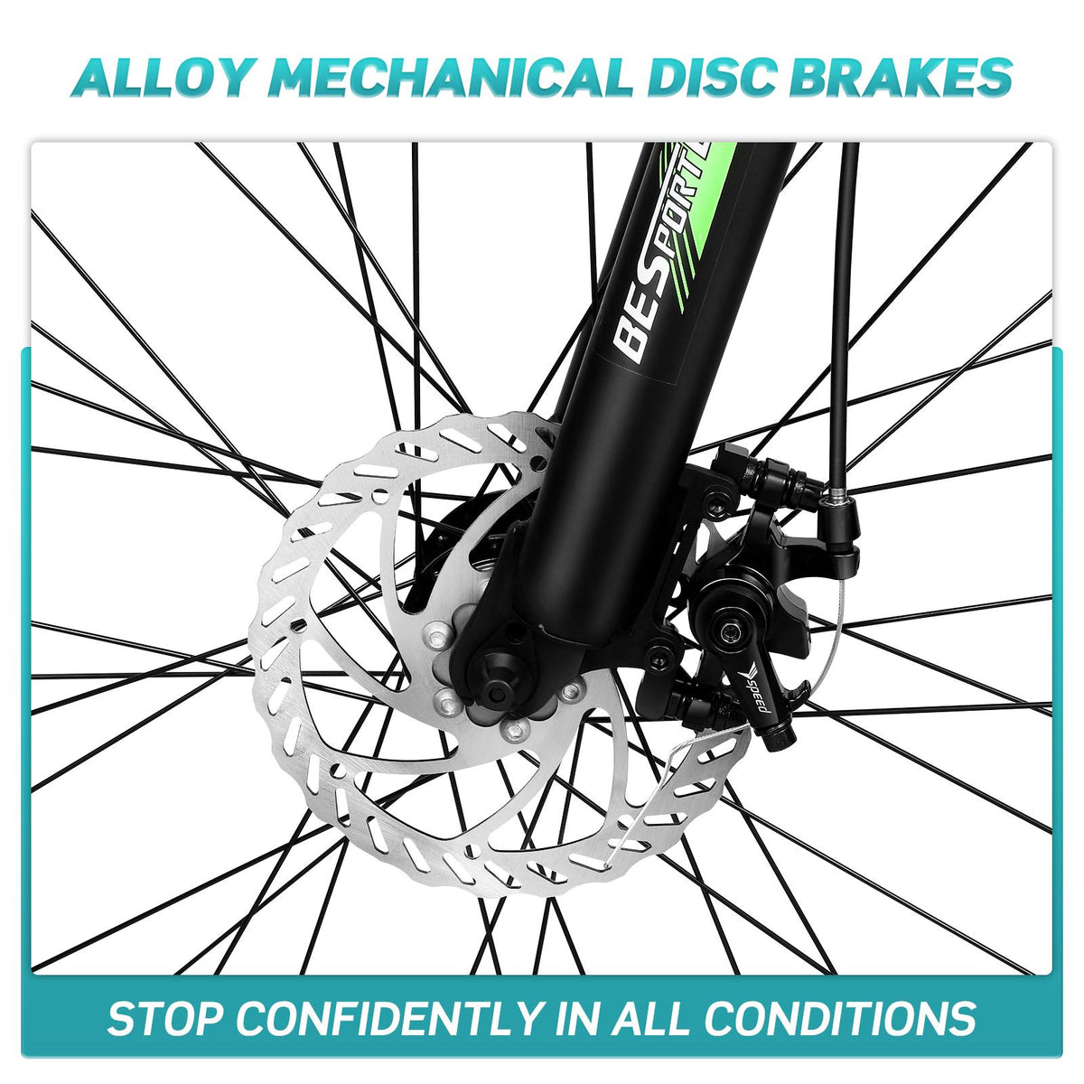 27.5-inch Wheel Mountain Bike Cycling Bicycle 21 Speeds with Aluminum Frame &amp; Suspension Fork Green