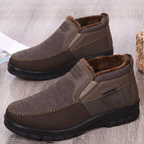 2021 Men's Casual Comfortable Flat Slip On Leather Warm Boots Shoes