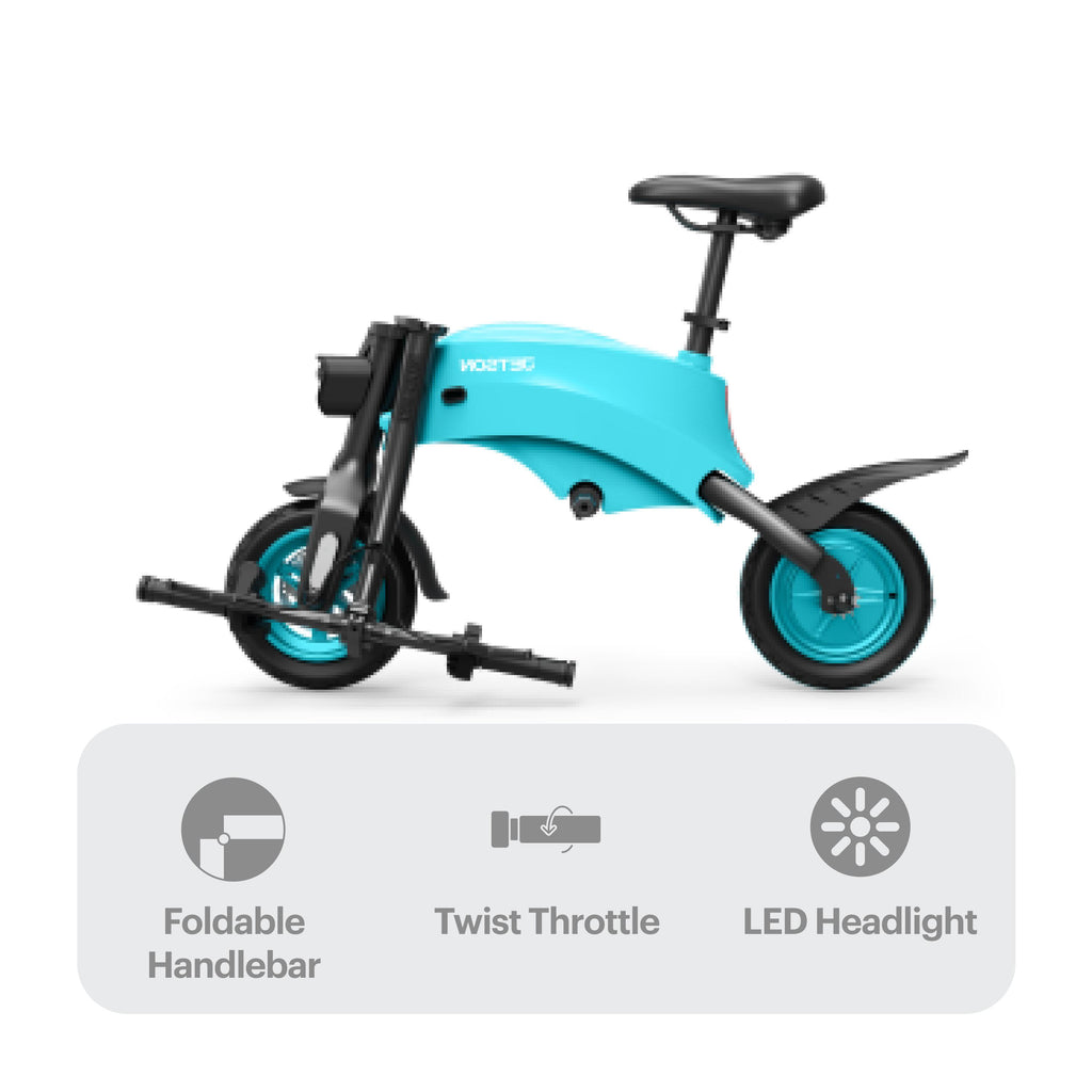 Jetson LX10 Electric Ride-On | 260 lb Weight Limit, Ages 12+ | Blue | 10” Wheel | 250-Watt Motor | Foldable | Head Light | Twist Throttle | Hand Brake | Top Speed: 15.5 MPH | 4 Hour CharTime