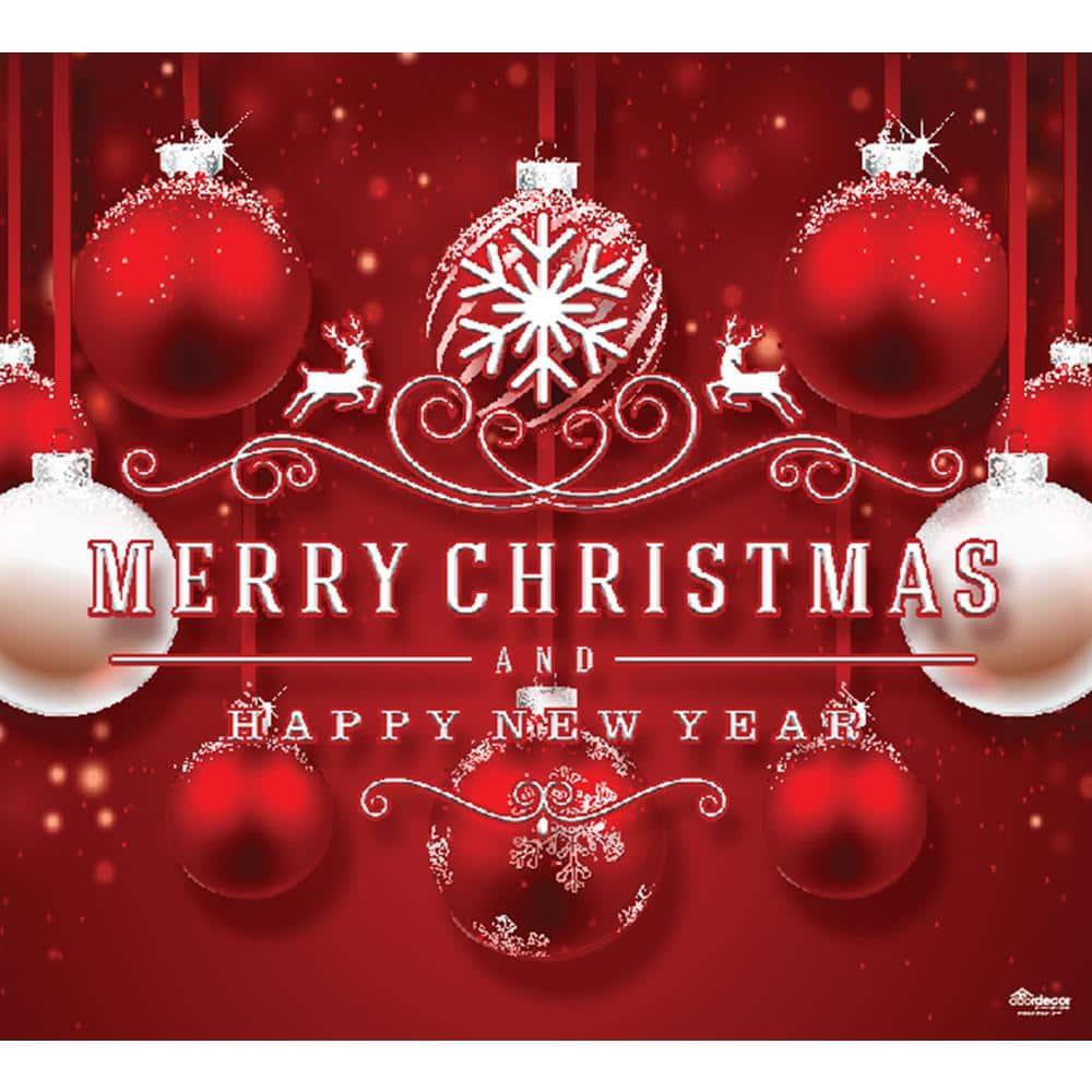 7 ft. x 8 ft. Red Ornaments-Christmas Garage Door Decor Mural for Single Car Garage