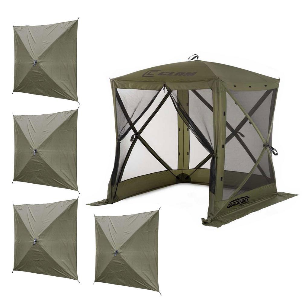 -Set Traveler Green Outdoor Screen Shelter with Wind Panels (4-Pack)