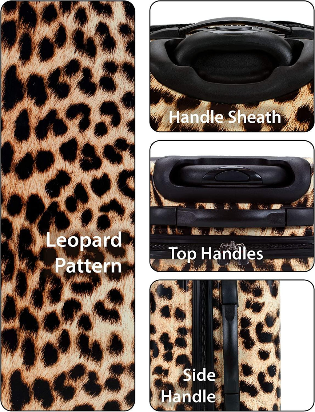 Safari Hardside Spinner Wheel Luggage, Leopard, 3-Piece Set (20/24/28)