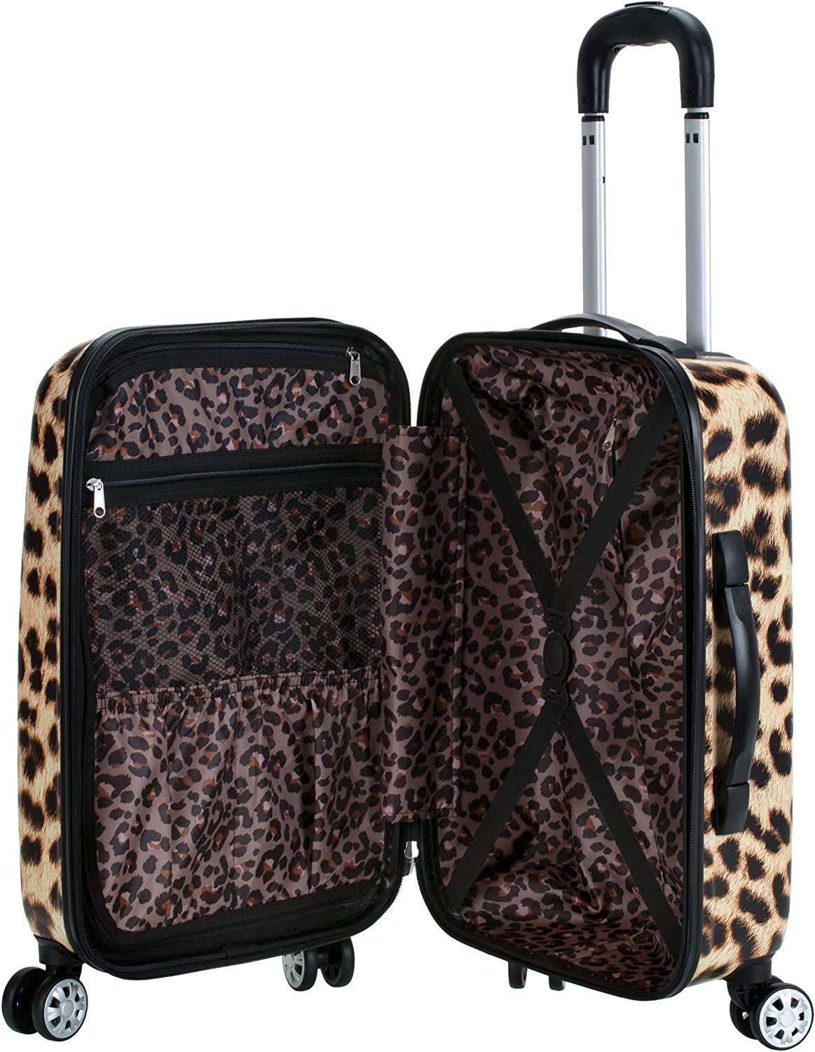 Safari Hardside Spinner Wheel Luggage, Leopard, 3-Piece Set (20/24/28)