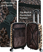 Safari Hardside Spinner Wheel Luggage, Leopard, 3-Piece Set (20/24/28)