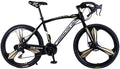 from US 26in Road Bikes,21-Speed Disc Brakes Commuters Lightweight Aluminum Frame Full Suspension Road Bike, with 700c Tire (Black)