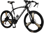 from US 26in Road Bikes,21-Speed Disc Brakes Commuters Lightweight Aluminum Frame Full Suspension Road Bike, with 700c Tire (Black)