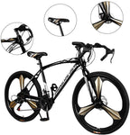 from US 26in Road Bikes,21-Speed Disc Brakes Commuters Lightweight Aluminum Frame Full Suspension Road Bike, with 700c Tire (Black)