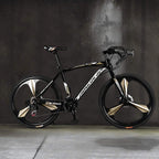 from US 26in Road Bikes,21-Speed Disc Brakes Commuters Lightweight Aluminum Frame Full Suspension Road Bike, with 700c Tire (Black)