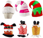 ZMDZA 6pcs Christmas Red&amp;Green Decorations Party Elf Santa Chimney Hat Decor Comedy Brick Feet Stuck Xmas Decorative Props Hats Gift
