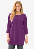 perfect three-quarter-sleeve scoop-neck tunic