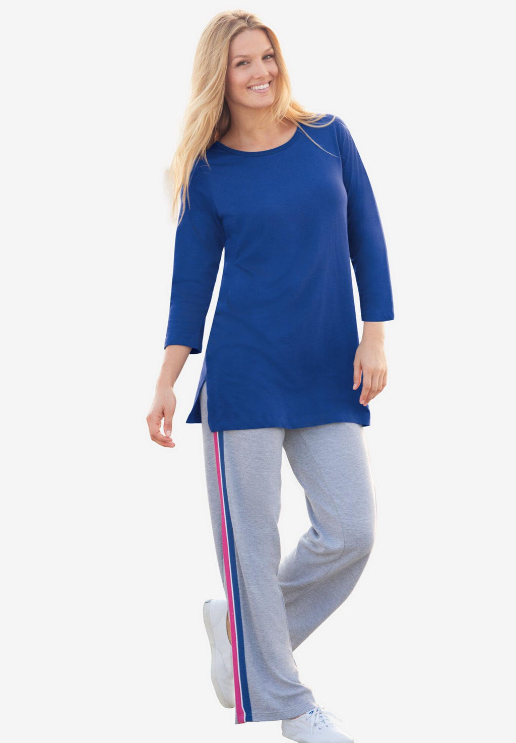 perfect three-quarter-sleeve scoop-neck tunic